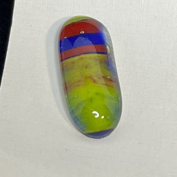 Vintage Oulu Yellow, Green, Red & Blue Glass Fused Pierced Earrings (3259) - Picture 2 of 6